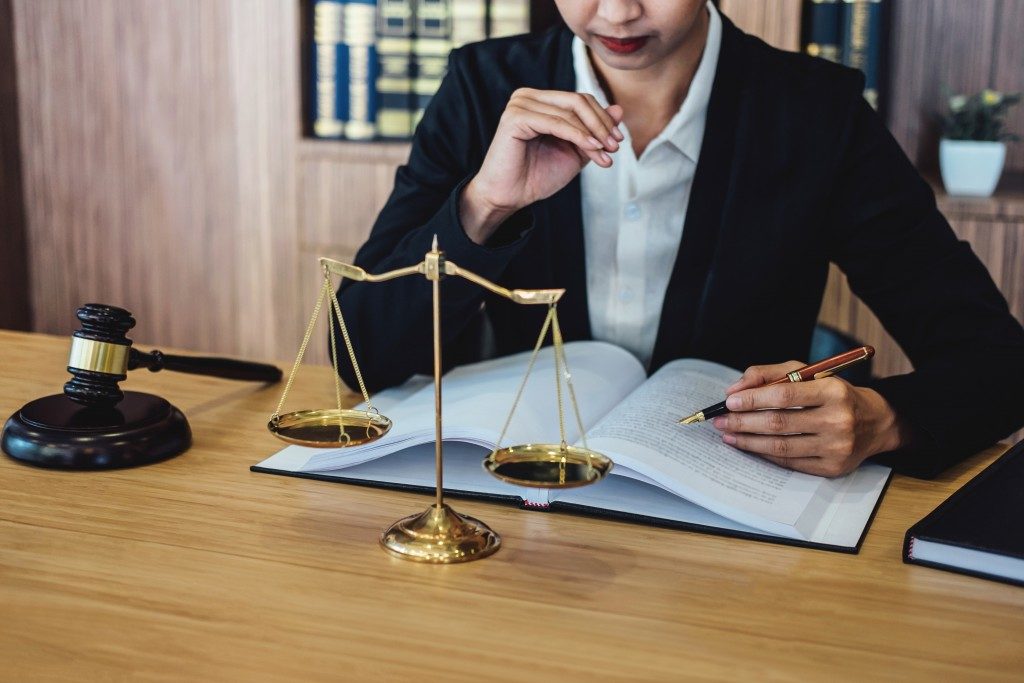 Lawyer working on a case