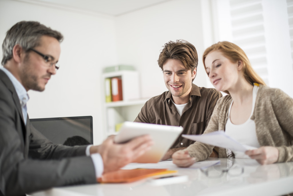 person talking to client